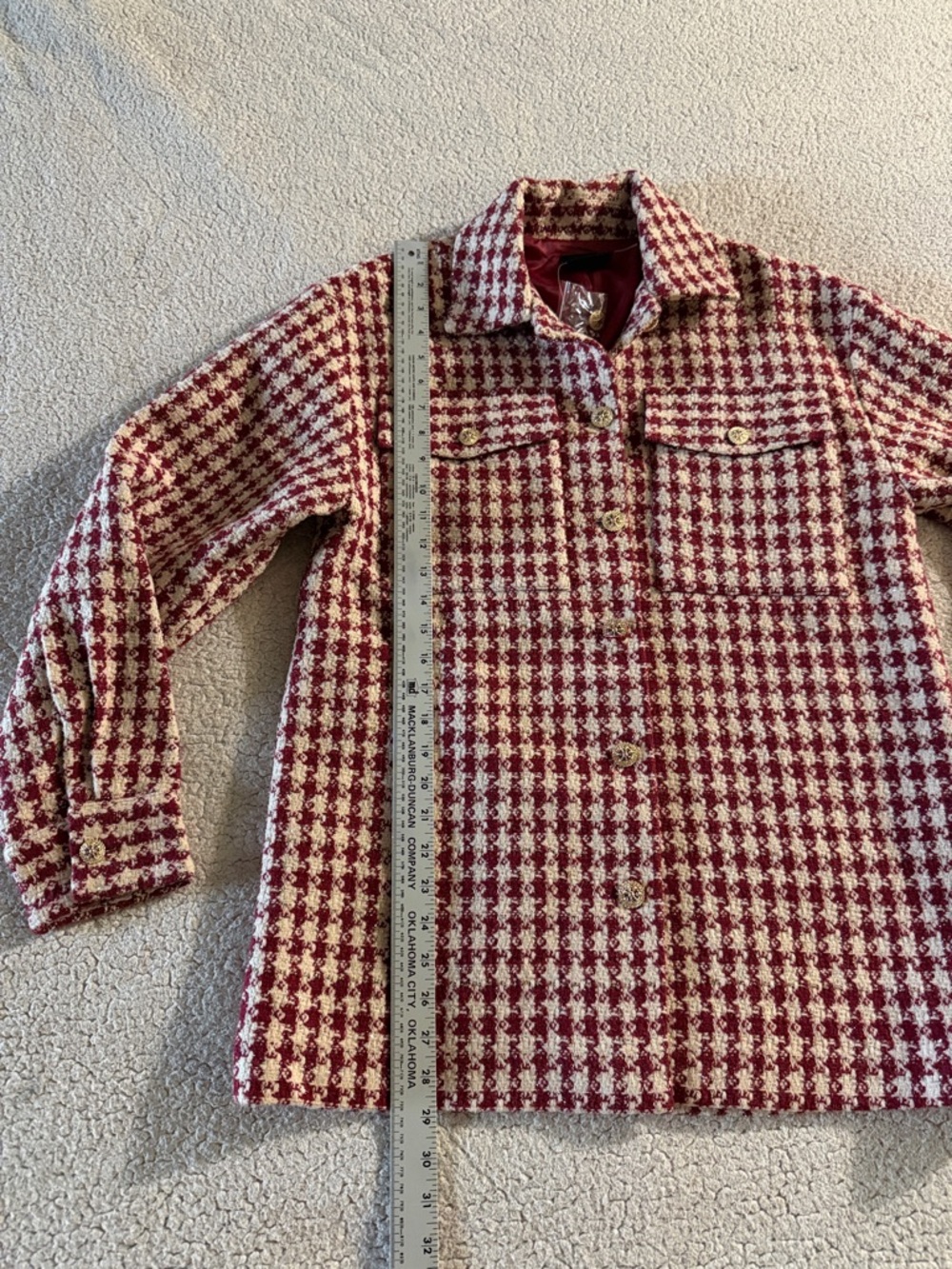 Vici Jensin Red and White Houndstooth Tweed Blazer Jacket and Skirt Set Small - Picture 7 of 10